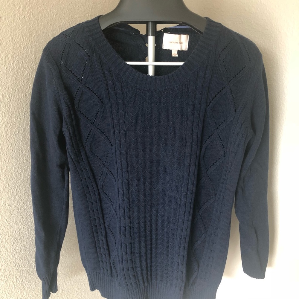 Anthro Skies Are Blue lace up back tie sweater